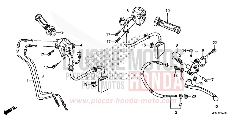 HANDLE LEVER/SWITCH/CABLE for CB500X ABS PEARL HIMALAYAS WHITE (NHA87) from 2014